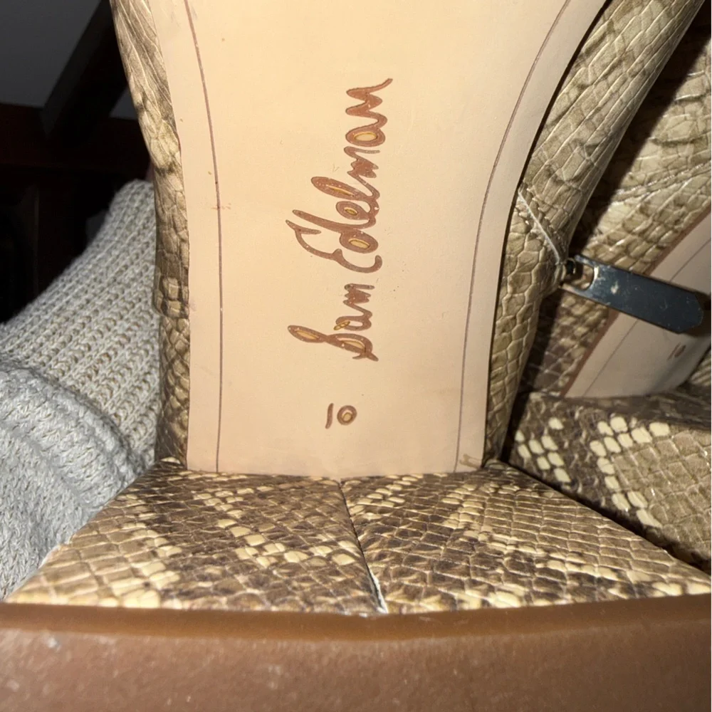 🐍 Sam Edelman Daruby Snakeskin Ankle Booties Block Heel – Size 10
